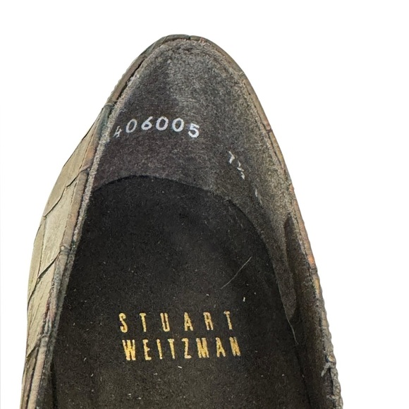 STUART WEITZMAN Women's Dark Brown Croc Leather Tilting Pump Size 7.5 - Picture 4 of 13